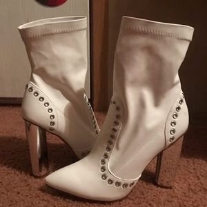White Leather Booties